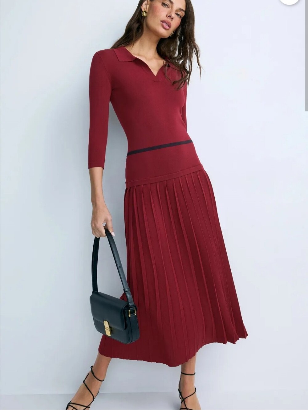 ALEXIA ADMOR COLLARED PLEATED KNIT DRESS SIZE XS